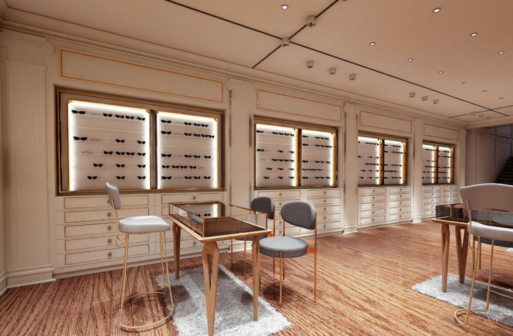 The interior of a modern optometry practice.